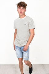 Mens Pale Blue Ripped Denim Shorts