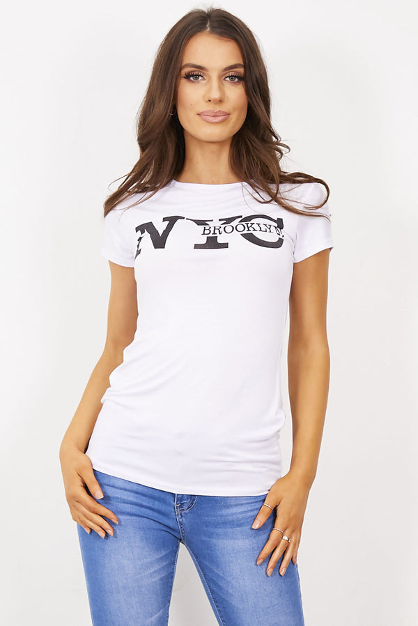 White NYC Brooklyn Slogan Top