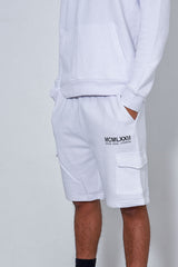 Men Printed White Hoodie And Short Tracksuit
