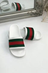 White Chunky Style Striped Sliders