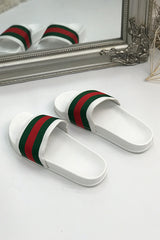 White Chunky Style Striped Sliders