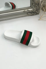 White Chunky Style Striped Sliders