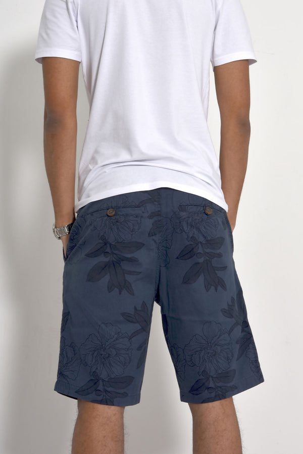 Mens Blue Wimbledon Floral Chino Short