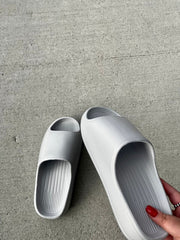 Grey Rubber Ribbed Sole Sliders