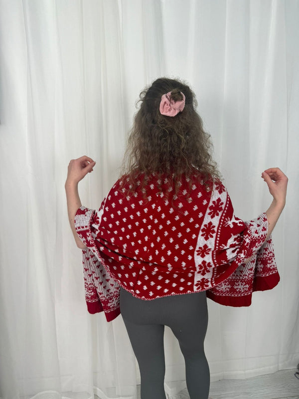 Red Arrival Christmas Reindeer Poncho