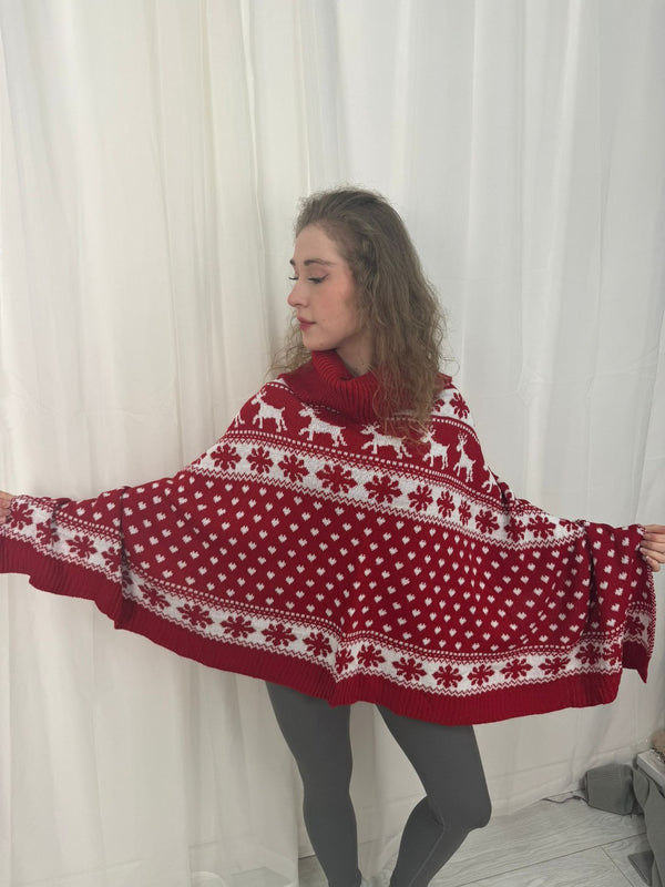 Red Arrival Christmas Reindeer Poncho