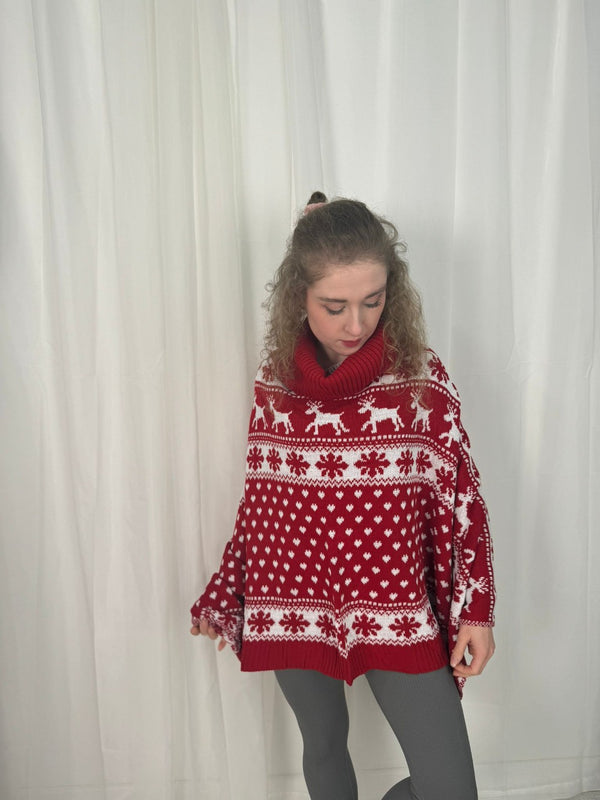 Red Arrival Christmas Reindeer Poncho