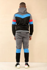 Black With Grey Block Panel Full-Zip Tracksuit