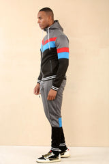 Black With Grey Block Panel Full-Zip Tracksuit
