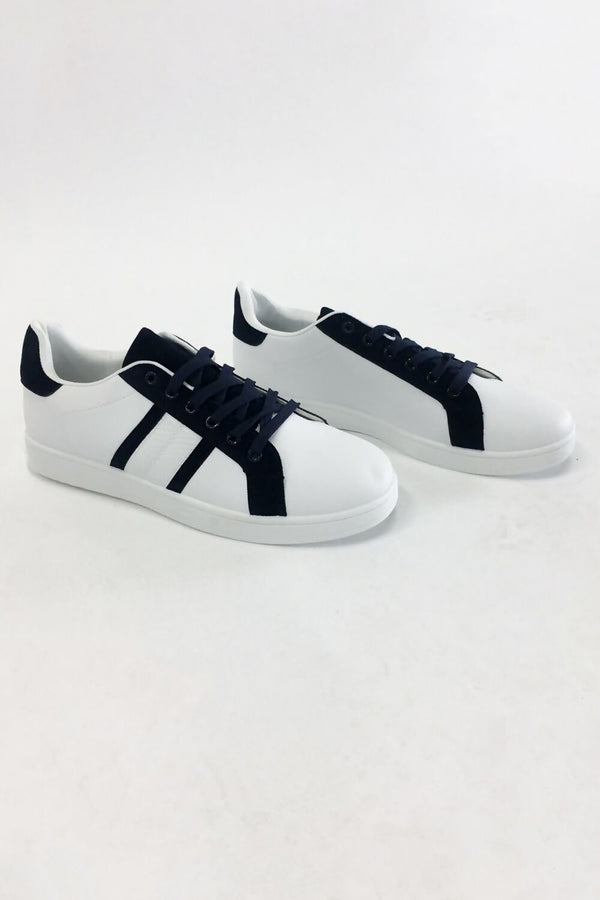 Mens White And Navy Trainers