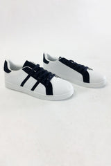 Mens White And Navy Trainers