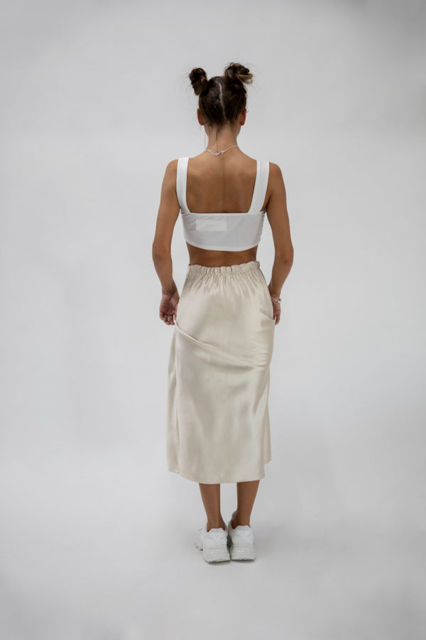 White Thick Strap Square Neck Crop Top
