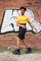 Men Yellow And Black Ombre Tee Muscle Fit Short Set