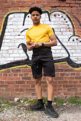 Men Yellow And Black Ombre Tee Muscle Fit Short Set