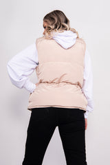 Beige Drawstring Detail Puffer Gilet
