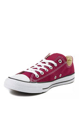 Wine Canvas Stripe Sole Flat Trainers
