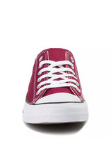 Wine Canvas Stripe Sole Flat Trainers