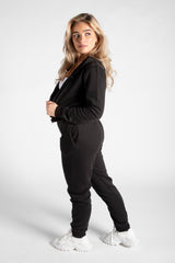 Black Cropped Hoodie And Joggers Co-Ord