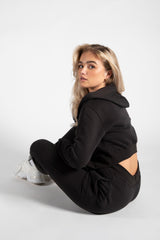 Black Cropped Hoodie And Joggers Co-Ord