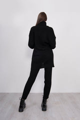 Black 3 Piece Knitted Roll Neck Lounge Set