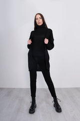 Black 3 Piece Knitted Roll Neck Lounge Set