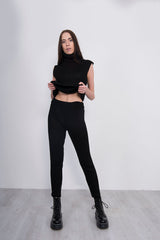 Black 3 Piece Knitted Roll Neck Lounge Set