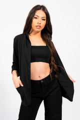 Black Ruched Sleeve Blazer
