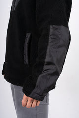 Mens black half zip borg pullover 