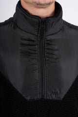 Mens black half zip borg pullover 