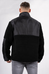 Mens black half zip borg pullover 