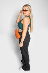Black Wide Leg Cargo Trousers