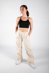 Black Strappy Detail Ribbed Crop Top-Copy