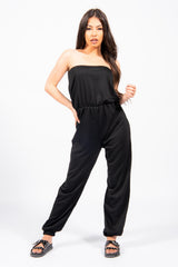 Black Bandeau Lounge Jumpsuit 