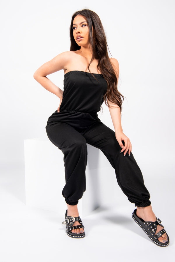 Black Bandeau Lounge Jumpsuit 