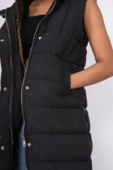 Black Longline Hooded Puffer Gilet