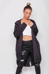 Black Sequin Rock And Roll Hooded Cardigan
