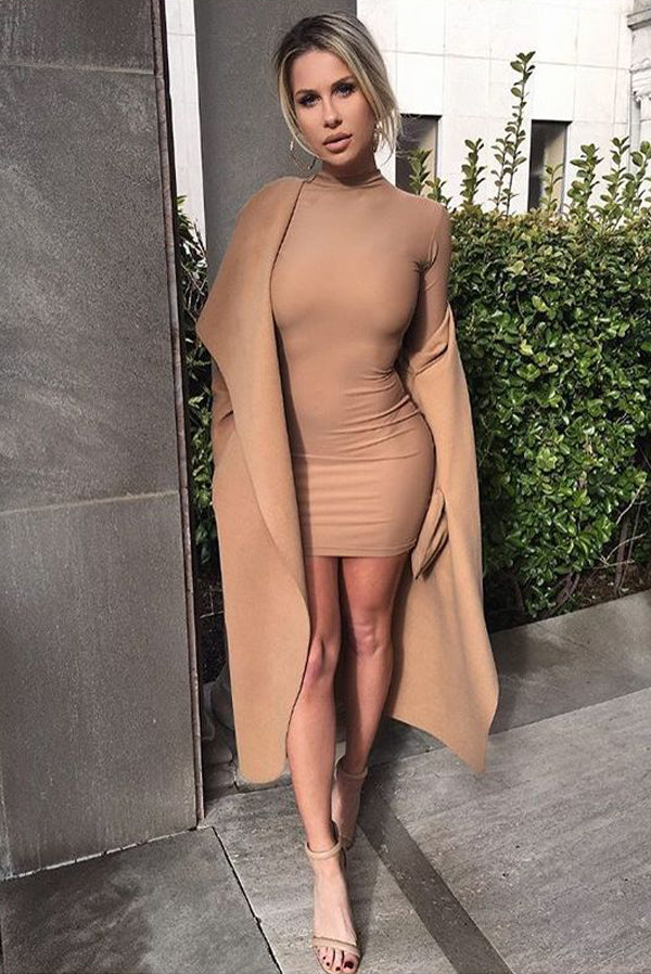 Camel Belted Waterfall Duster Long Coat