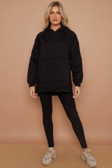 Black Oversized Split Sides Hoodie and Leggings Suit