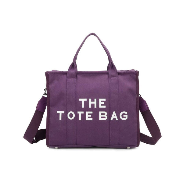 Purple Canvas Tote Bag Zip Clouser