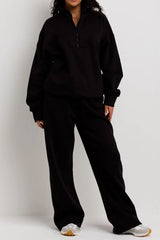 Black Half Zip Sweatshirt And Joggers Loungewear Set