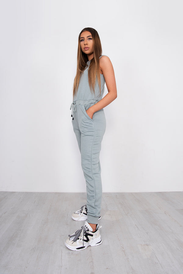 Sage Zip Up Pocket Detail Jumpsuit