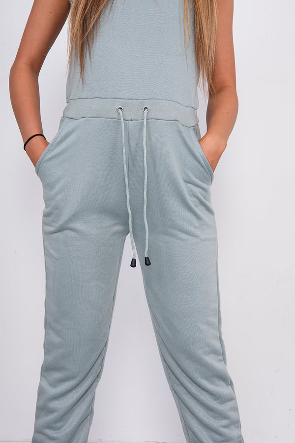 Sage Zip Up Pocket Detail Jumpsuit