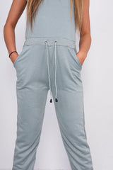 Sage Zip Up Pocket Detail Jumpsuit