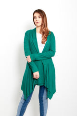 Green Ribbed Waterfall Cardigan