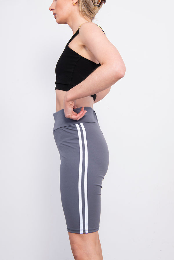 Grey Double Stripe Cycling Shorts