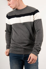 Mens Grey Lese Cotton Crew Neck Jumper