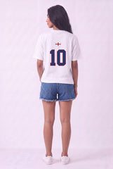 White Oversized England Printed Football T-Shirt 2 Pack-Bella