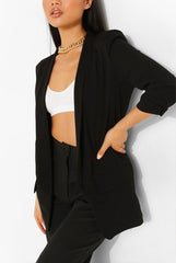 Black Ruched Sleeve Blazer 