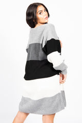 Grey Colour Block Longline Cardigan 