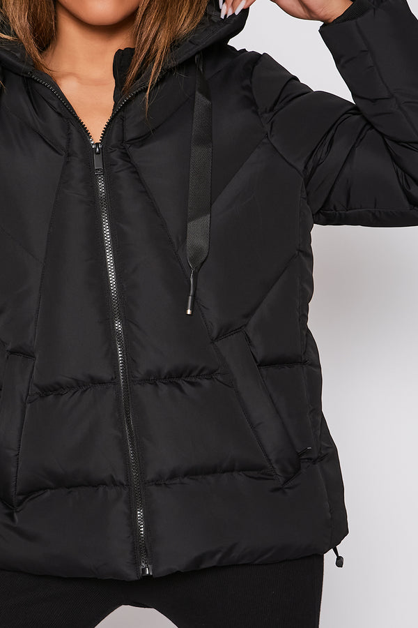 Black Puffer Hooded Coat - Pre Order 